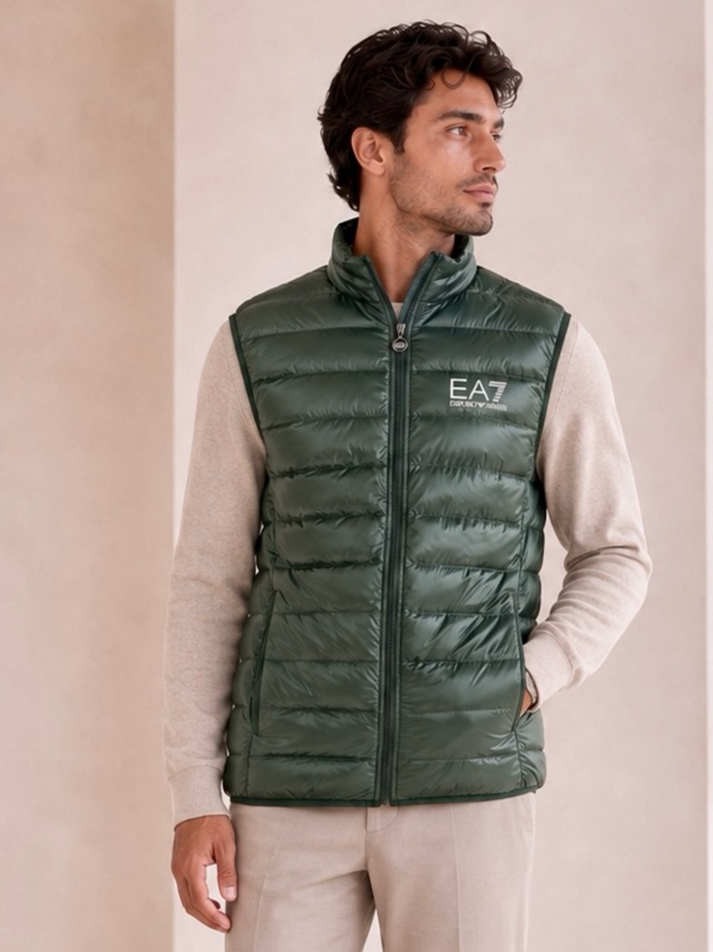 EA7 Emporio Armani Down Puffer Vest Forest Green Sz M 8NPQ01